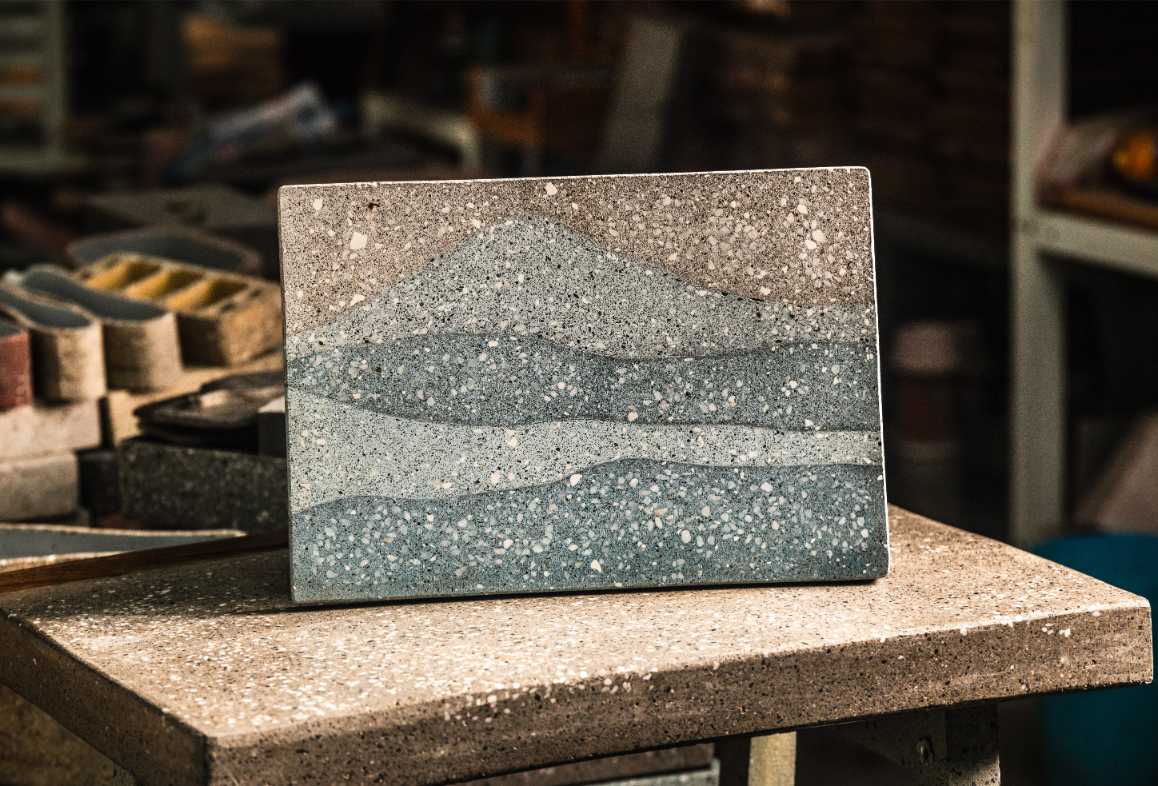 再生混凝土山形紋理作品展示