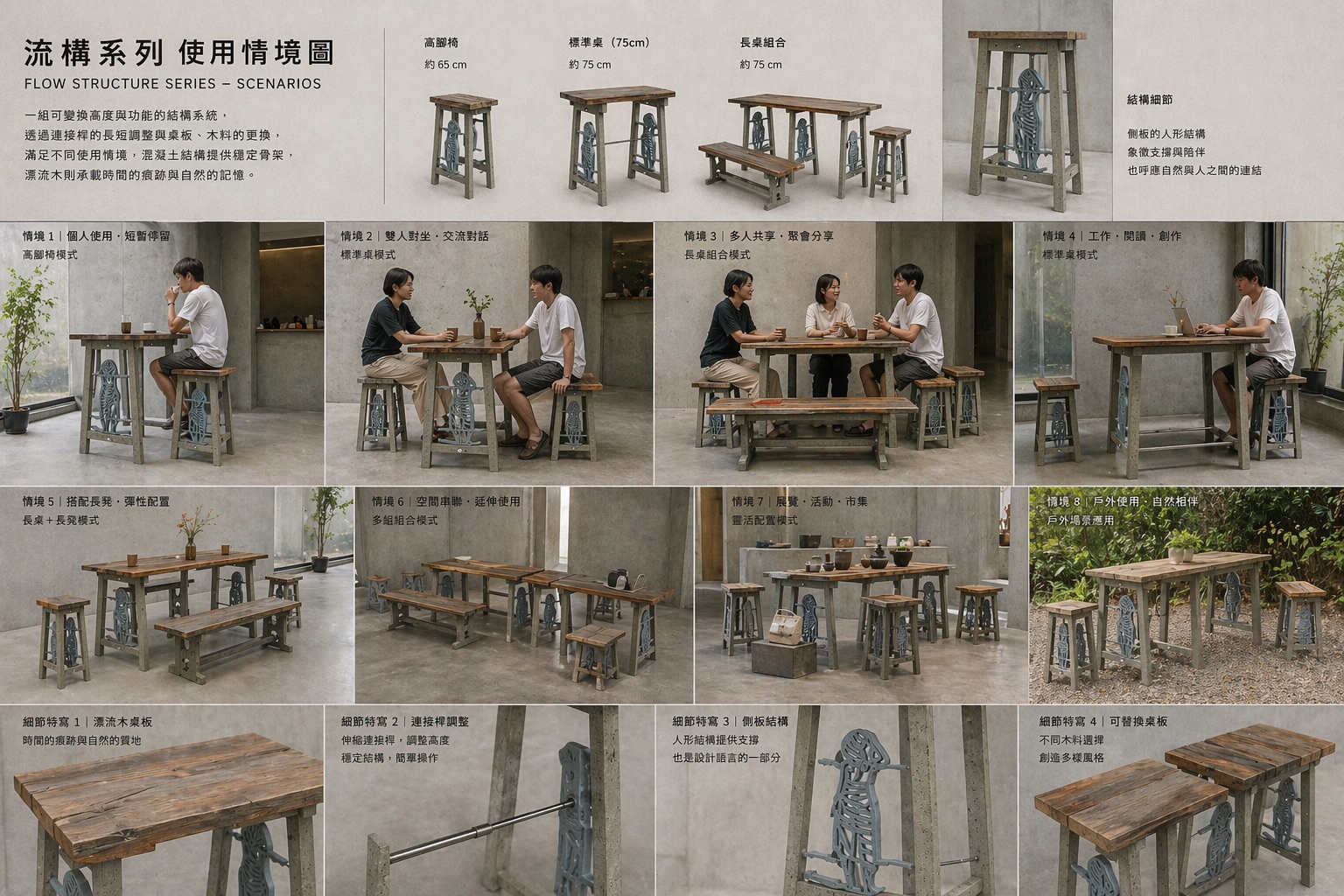流構系列使用情境圖 — 8種情境